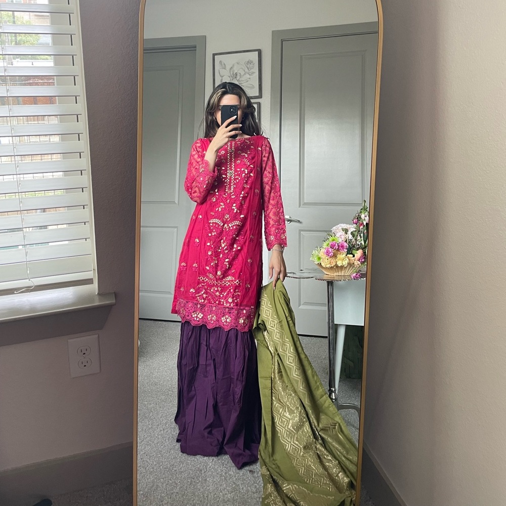 Colorful Desi Gharara 3 Piece Outfit